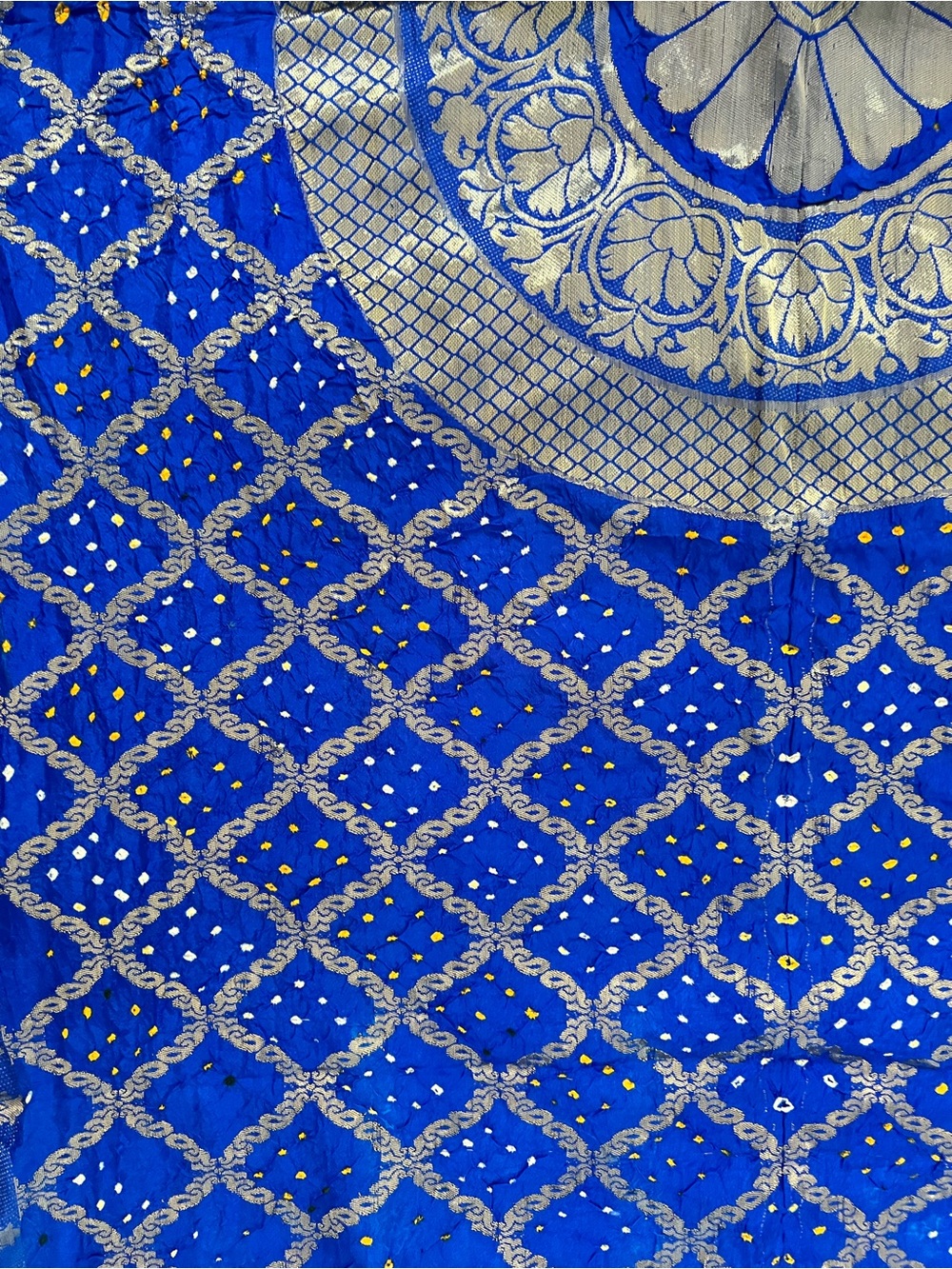Royal Blue Georgette Banarasi Handloom Bandhani Dupatta